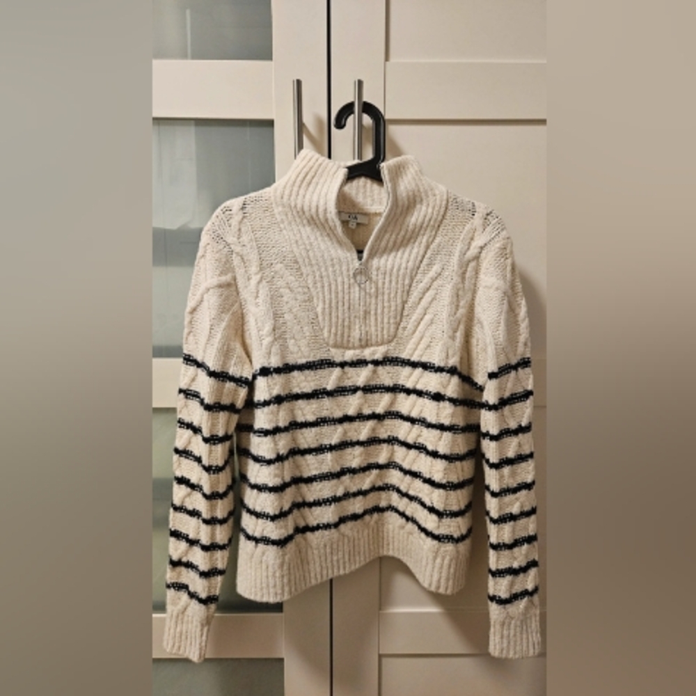 Cozy Cream and Black Cowl Neck Sweater